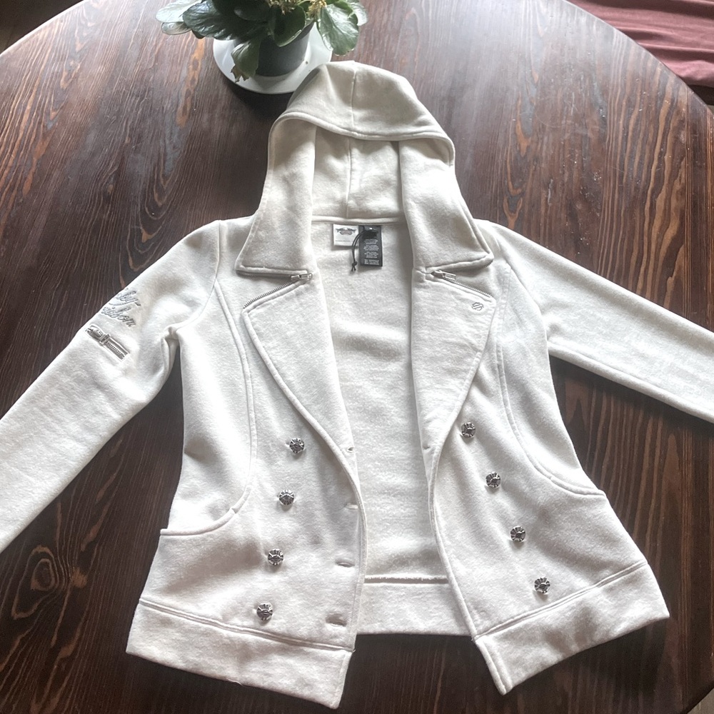 Authentic Harley Davidson white coat Mint condition